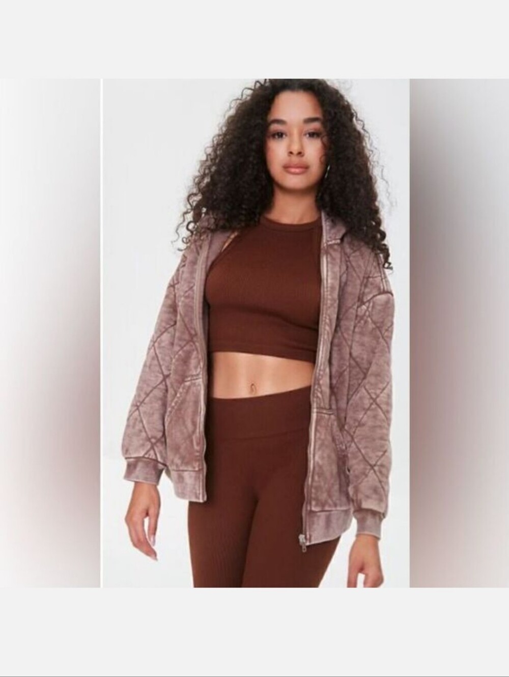 EUC Forever 21 Quilted Plum Purple Women's Zip-Up Jacket